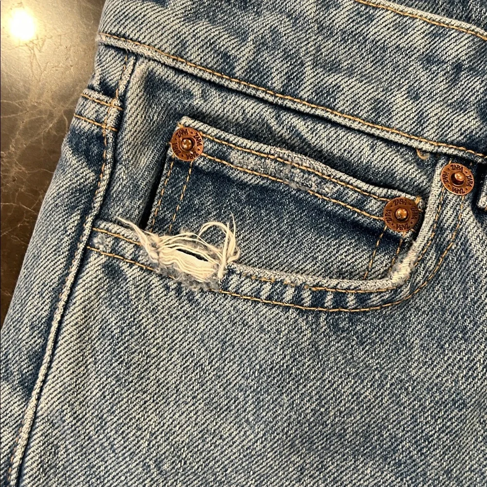 Zara Light Blue Denim Cutoff Shorts - Picture 6 of 9